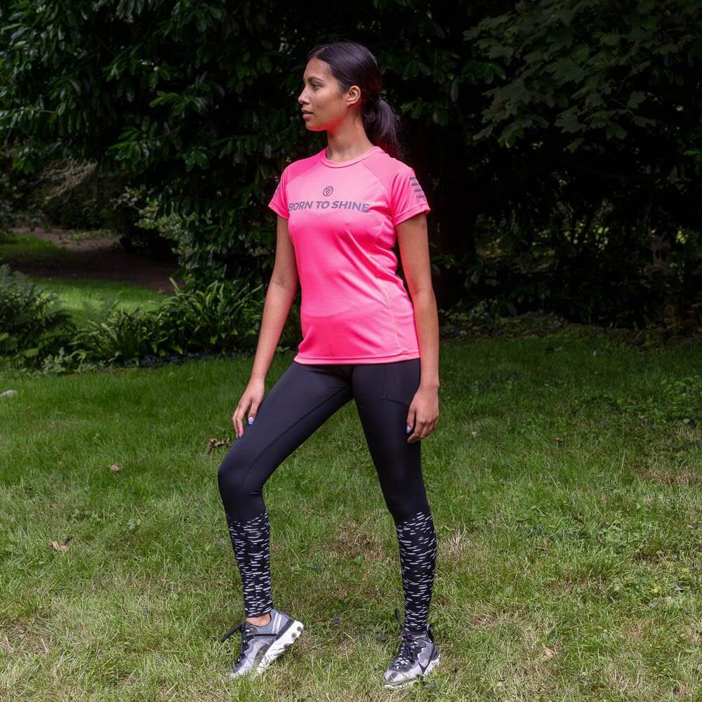 Proviz born to shine womens pink and reflective short sleeve running top breathable and sweat wicking