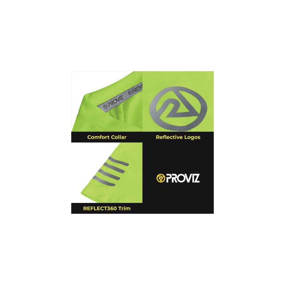 Proviz born to shine fluro yellow and reflective short sleeve running top moisture wicking