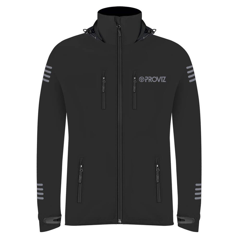 Proviz classic waterproof jacket black with reflective details zipper pockets