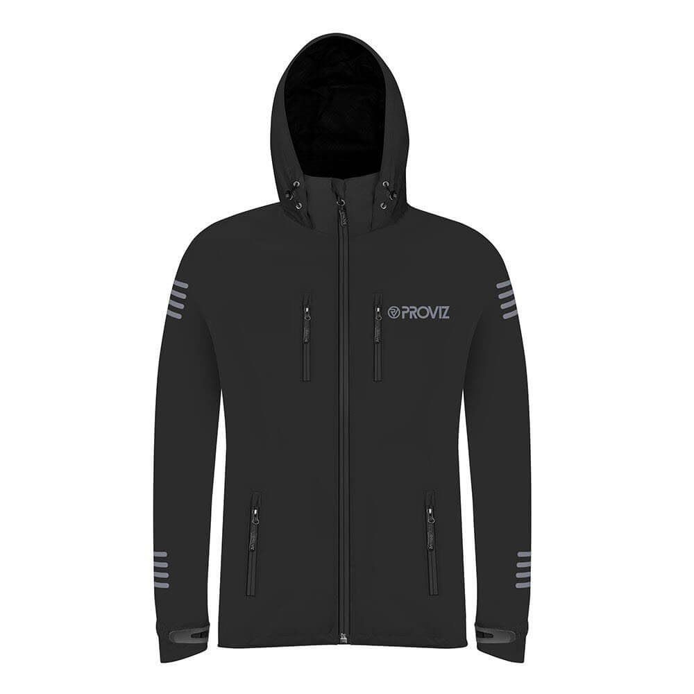 Proviz classic waterproof jacket black with reflective details zipper pockets
