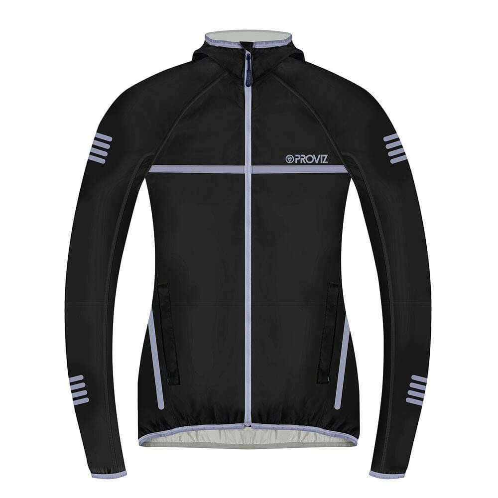 Proviz classic womens waterproof reflective and high visibility running jacket. Seam-sealed and breathability