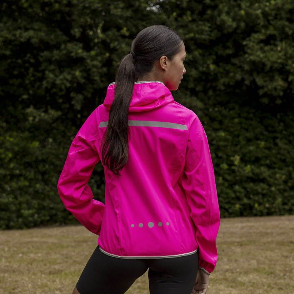 Proviz classic womens waterproof reflective and high visibility running jacket. Seam-sealed and breathability
