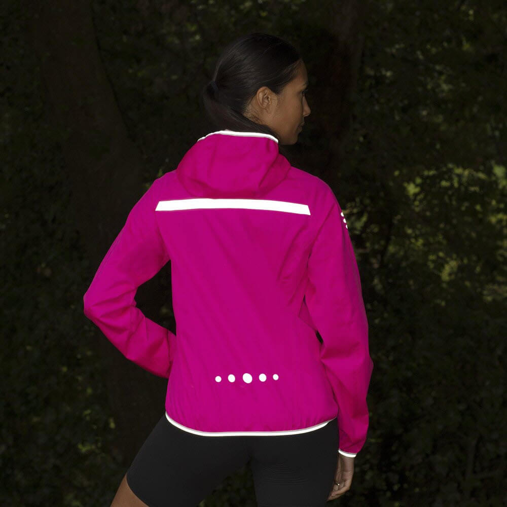 Proviz classic womens waterproof reflective and high visibility running jacket. Seam-sealed and breathability
