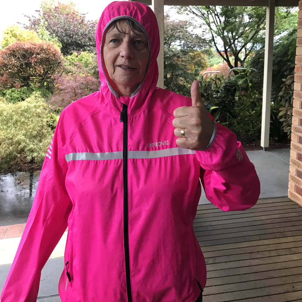 Proviz classic womens waterproof reflective and high visibility running jacket. Seam-sealed and breathability
