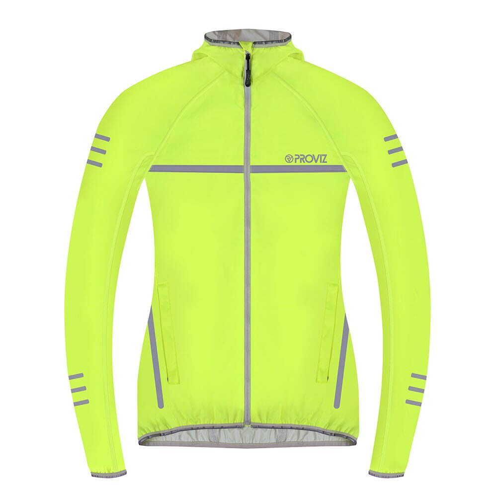 Proviz classic womens waterproof reflective and high visibility running jacket. Seam-sealed and breathability