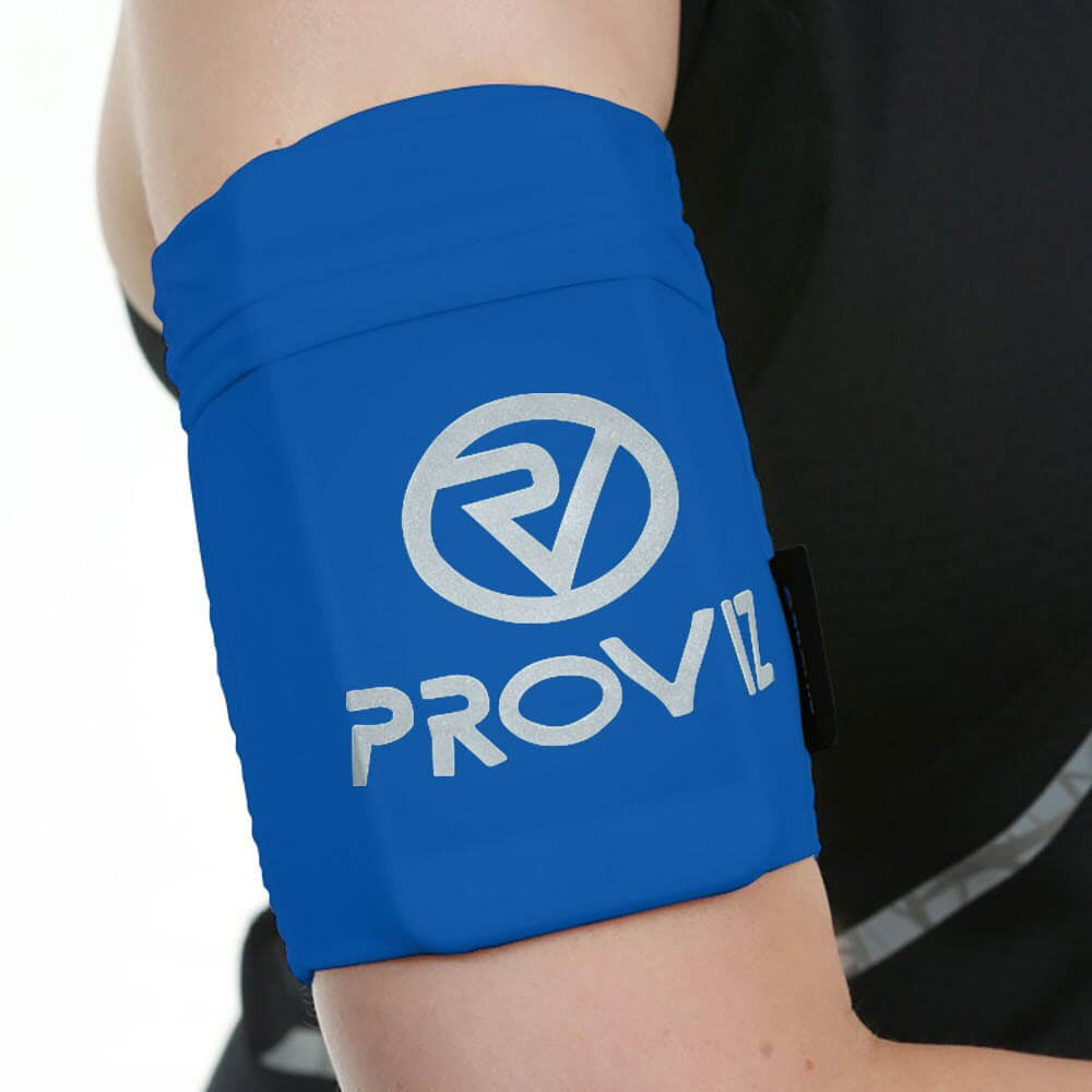 Proviz Fumble reflecitve phone arm pocket storage with reflective details. For running, walking and exercising.