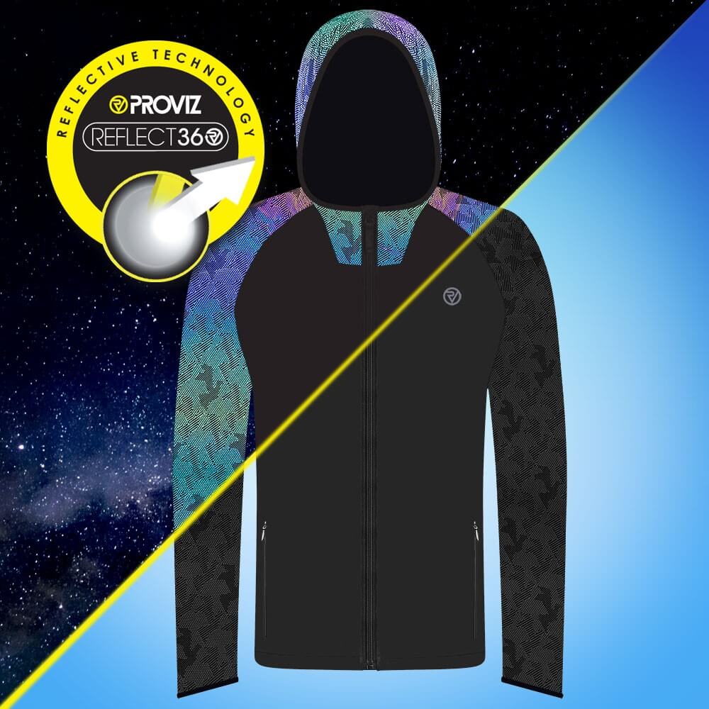 mens water resistant, windproof and breathable reflective running jacket