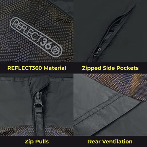 mens water resistant, windproof and breathable reflective running jacket