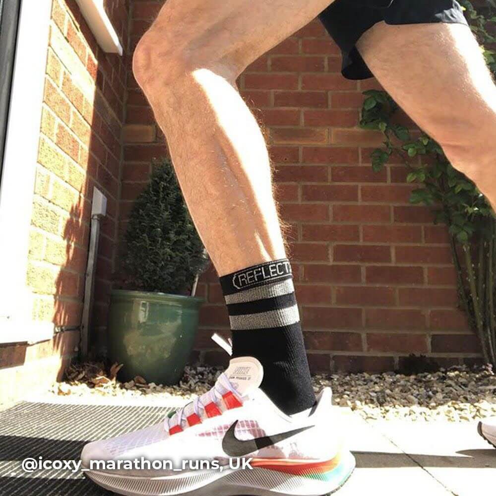 Proviz REFLECT360 airfoot running or cycling socks mid length with reflective bands around the top of the sock