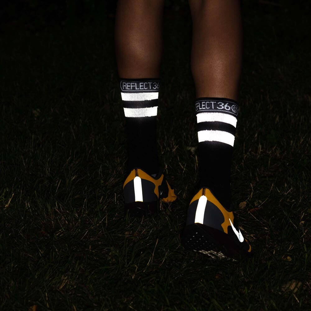 Proviz REFLECT360 airfoot running or cycling socks mid length with reflective bands around the top of the sock