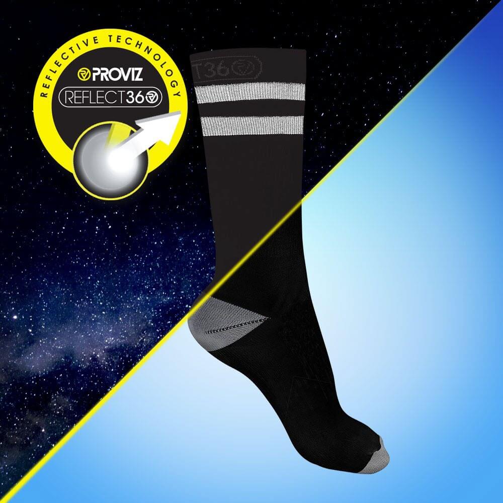 Proviz REFLECT360 airfoot running or cycling socks mid length with reflective bands around the top of the sock