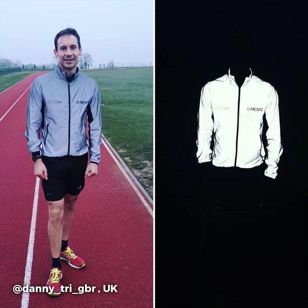 Proviz REFLECT360 Mens windproof and water resistant breathable fully reflective running jacket