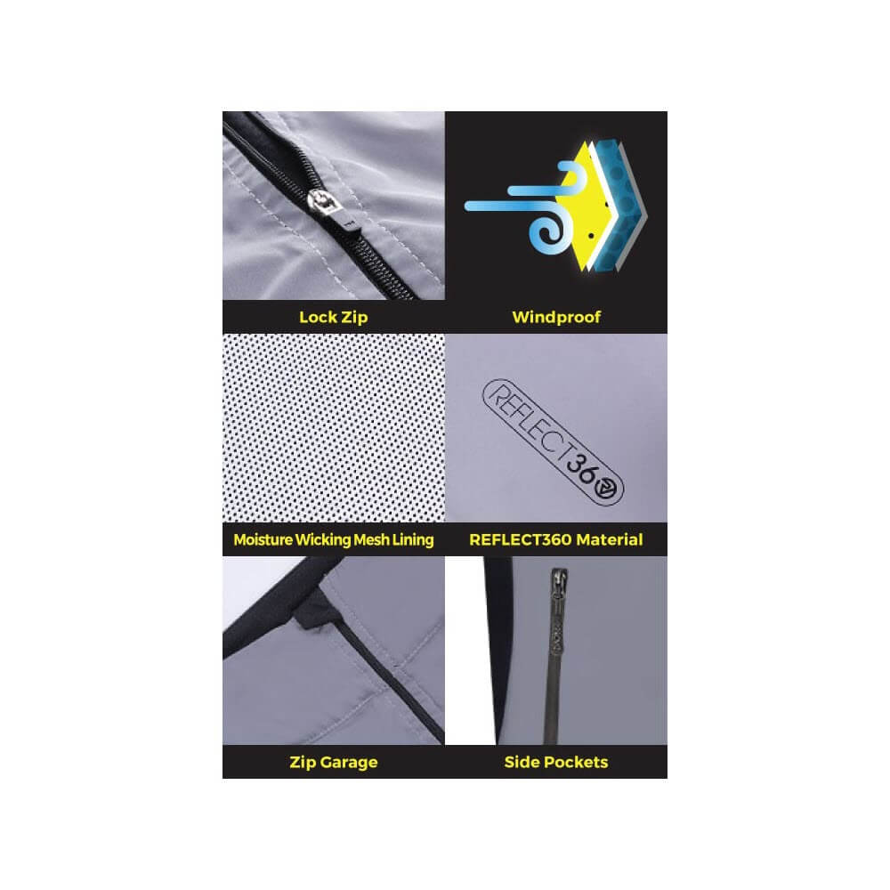 Proviz REFLECT360 Mens windproof and water resistant breathable fully reflective running jacket