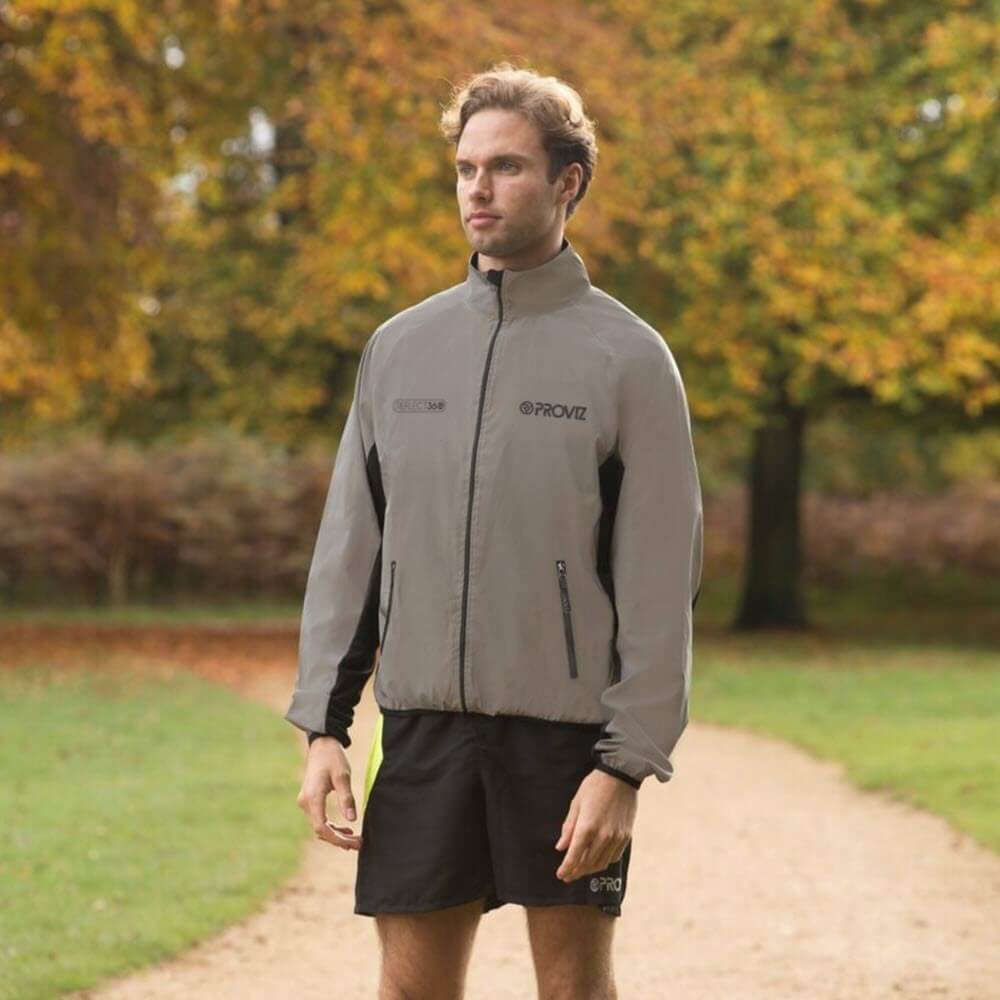 Proviz REFLECT360 Mens windproof and water resistant breathable fully reflective running jacket