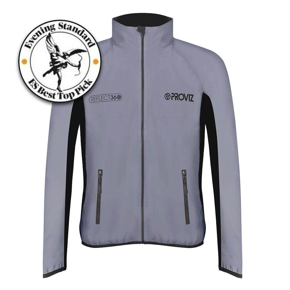 Proviz REFLECT360 Mens windproof and water resistant breathable fully reflective running jacket