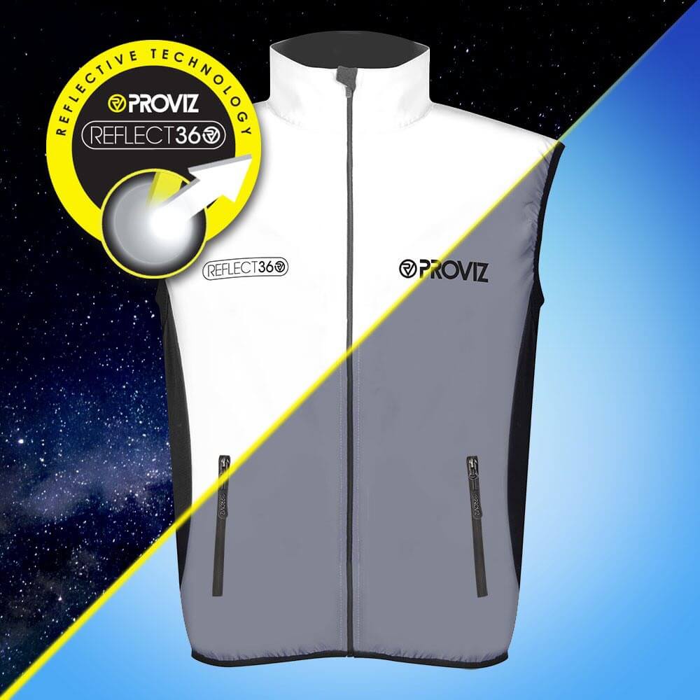 Proviz REFLECT360 mens running gilet fully reflective with breathable mesh back
