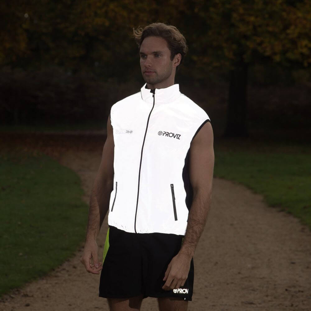 Proviz REFLECT360 mens running gilet fully reflective with breathable mesh back