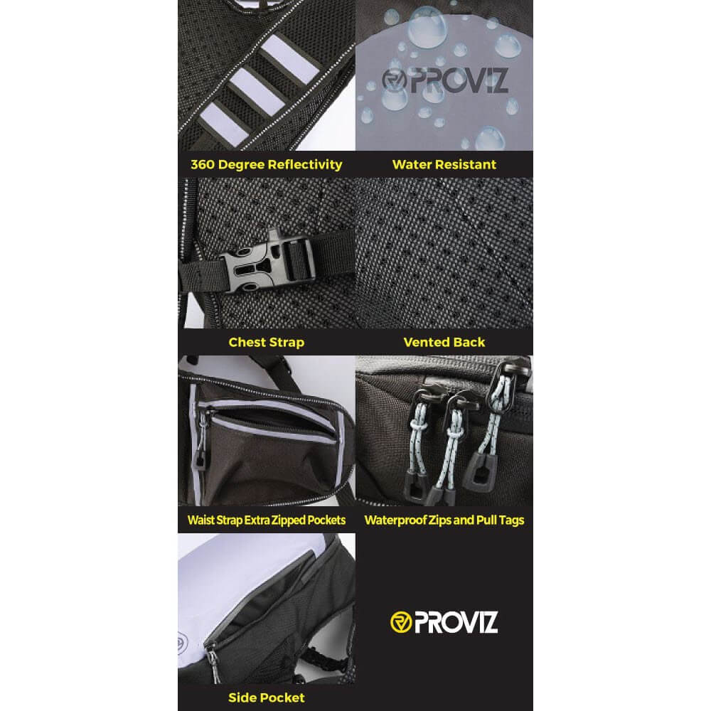 Proviz REFLECT360 Reflective Running Backpack adjustable fit and hydration bladder compatible