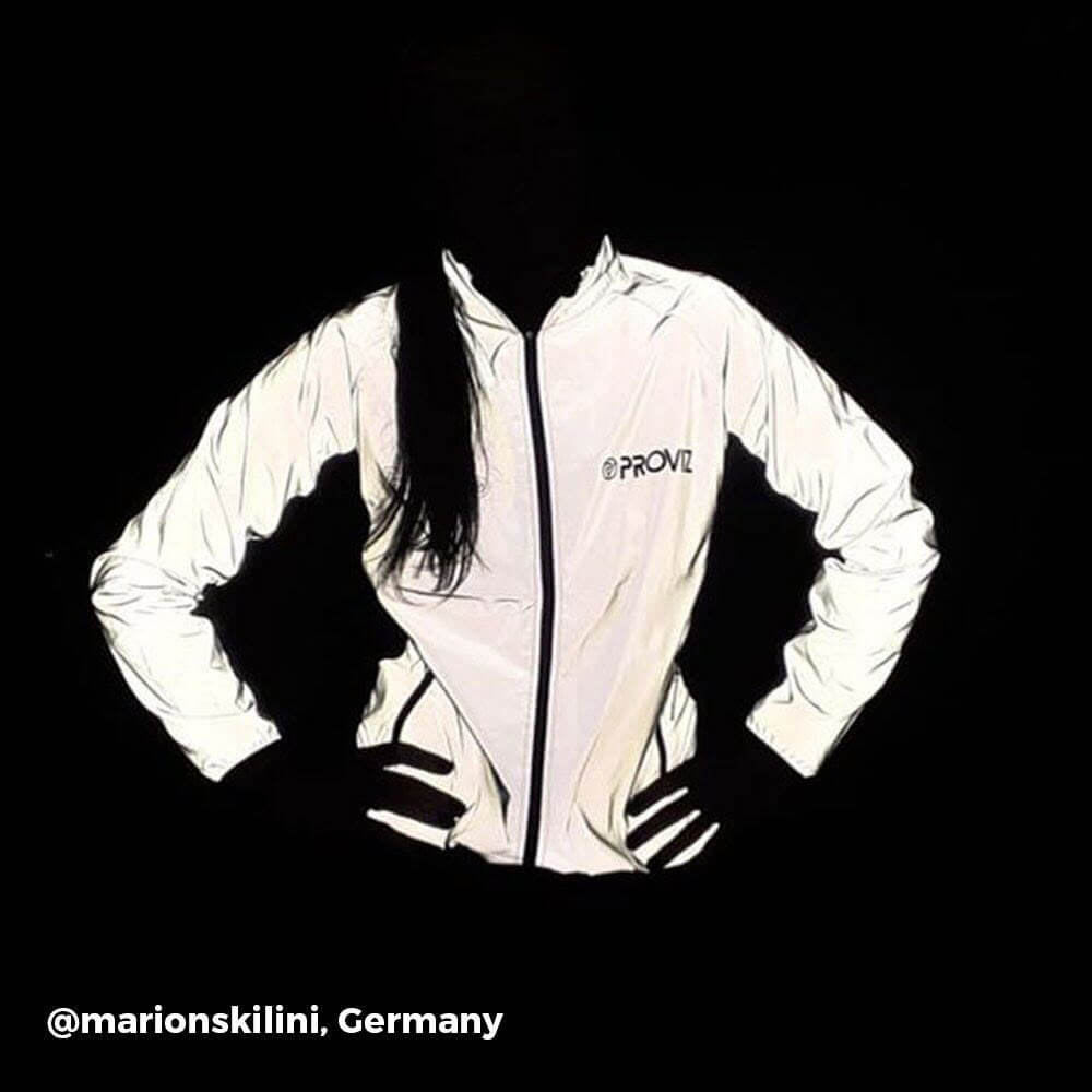 Proviz REFLECT360 Womens windproof and water resistant breathable fully reflective running jacket
