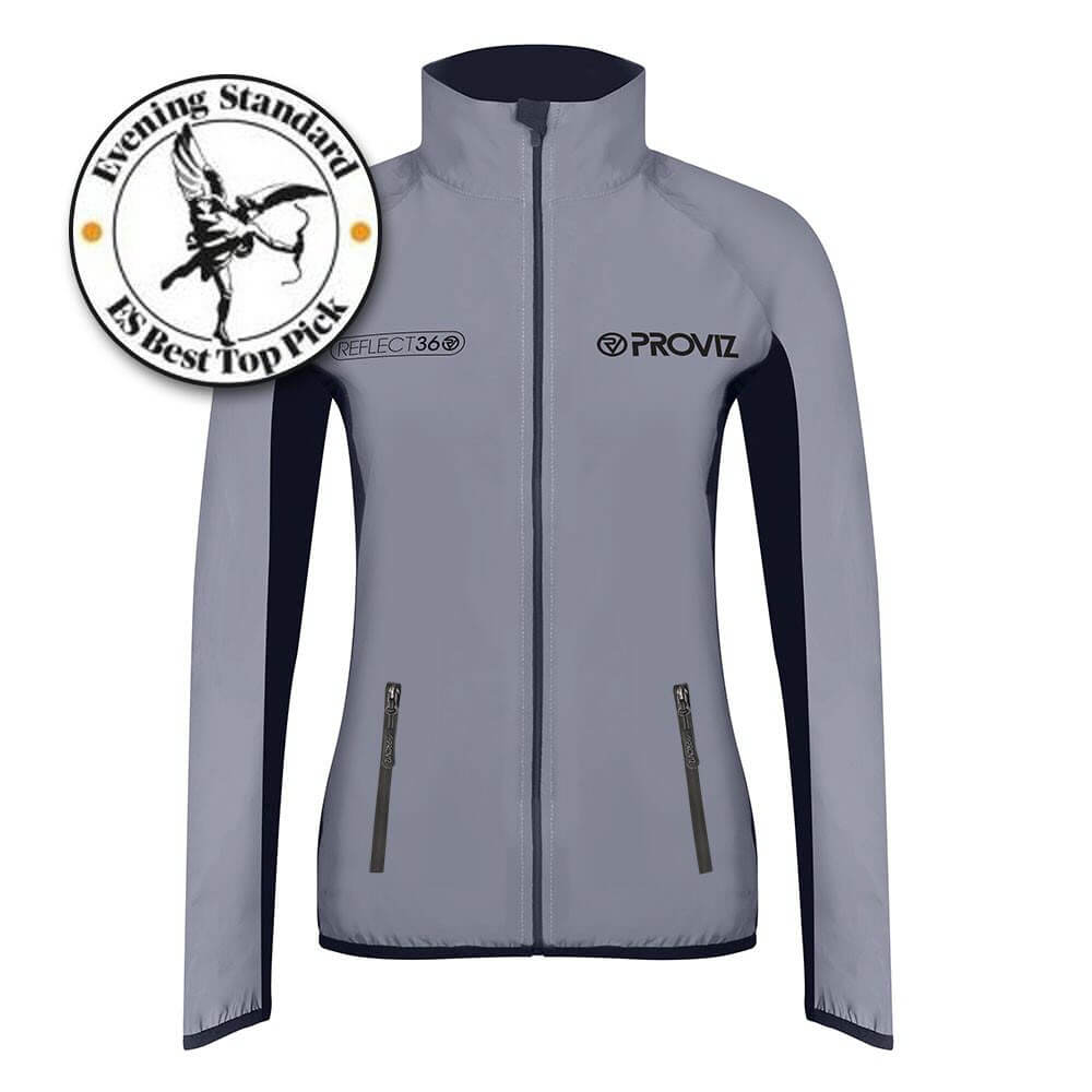 Proviz REFLECT360 Womens windproof and water resistant breathable fully reflective running jacket