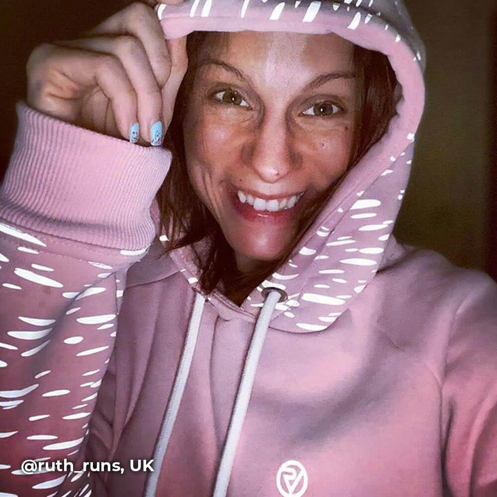 Proviz REFLECT360 womens hoodie with reflective pattern on hood and sleeves. Super soft with large central pocket