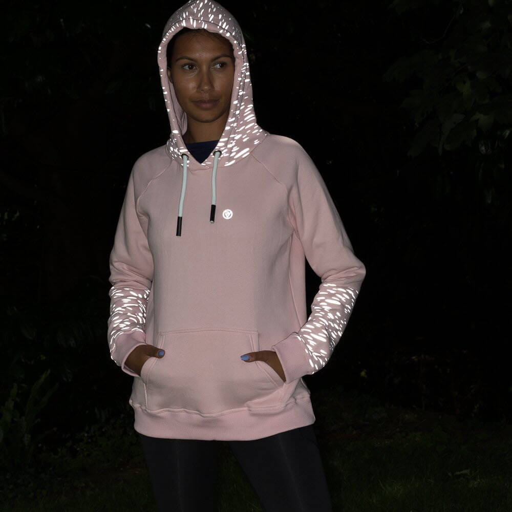 Proviz REFLECT360 womens hoodie with reflective pattern on hood and sleeves. Super soft with large central pocket