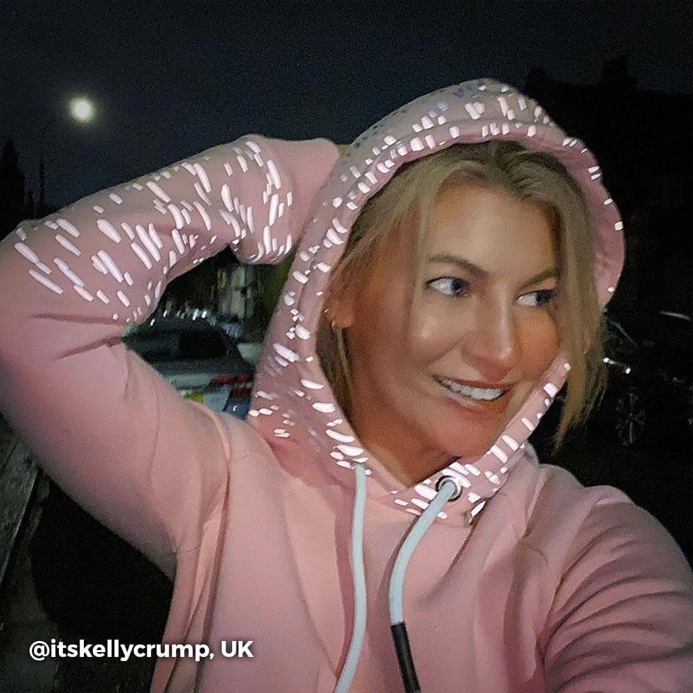 Proviz REFLECT360 womens hoodie with reflective pattern on hood and sleeves. Super soft with large central pocket
