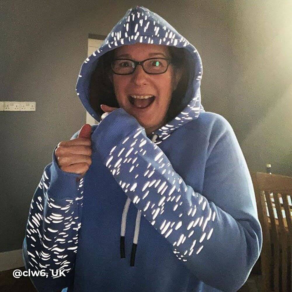 Proviz REFLECT360 womens hoodie with reflective pattern on hood and sleeves. Super soft with large central pocket