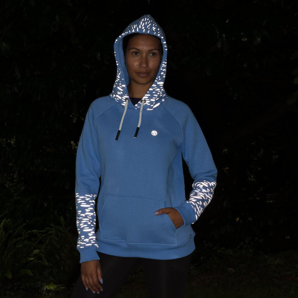 Proviz REFLECT360 womens hoodie with reflective pattern on hood and sleeves. Super soft with large central pocket