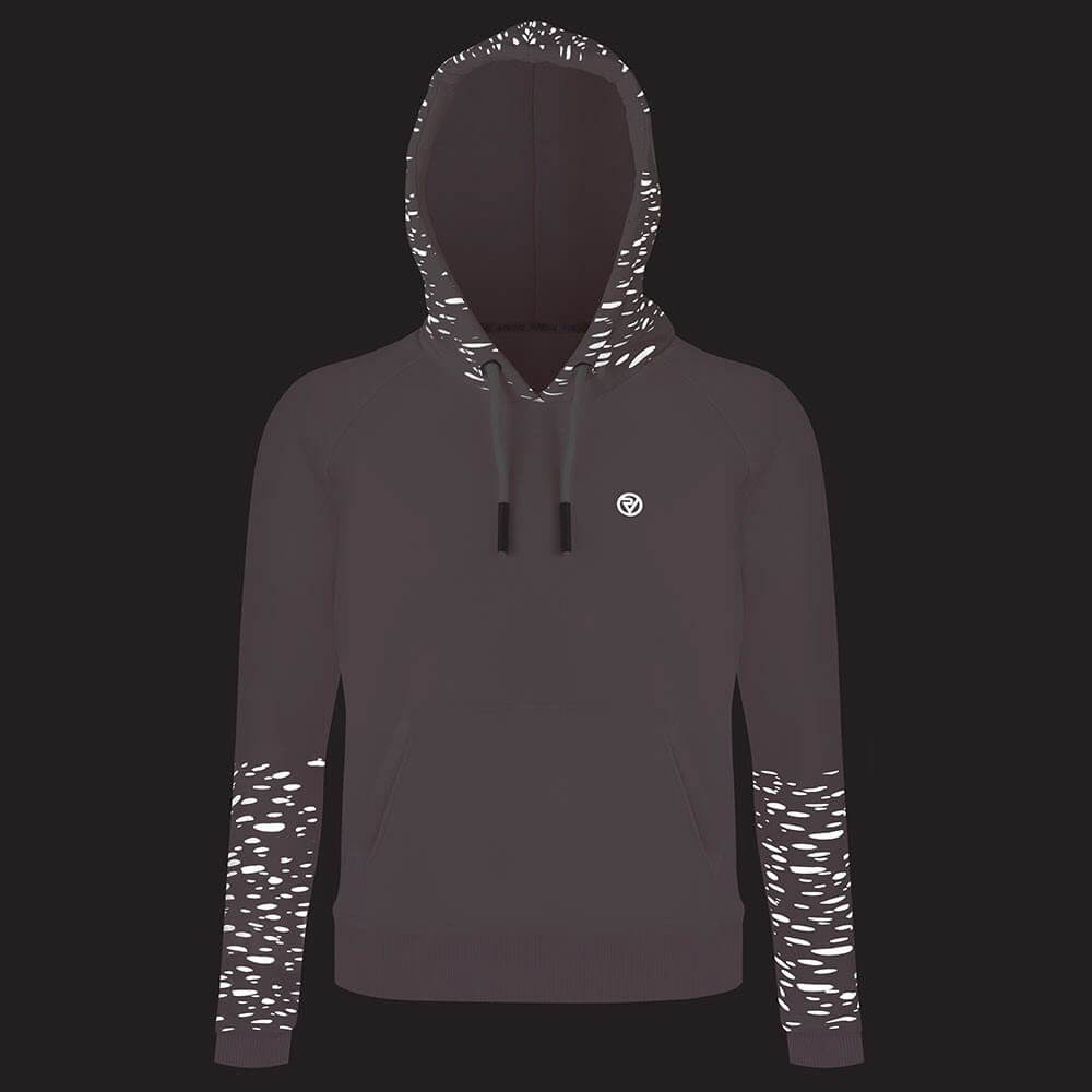 Proviz REFLECT360 womens hoodie with reflective pattern on hood and sleeves. Super soft with large central pocket