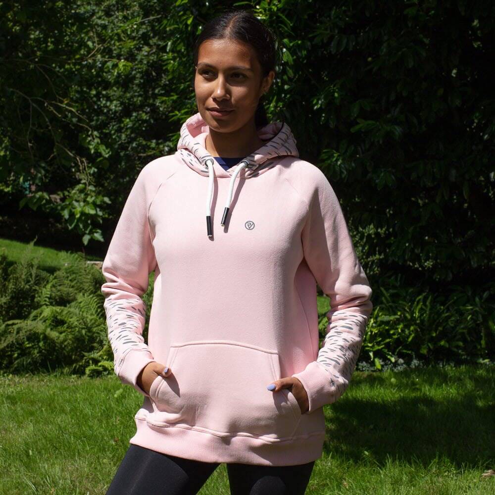 Proviz REFLECT360 womens hoodie with reflective pattern on hood and sleeves. Super soft with large central pocket