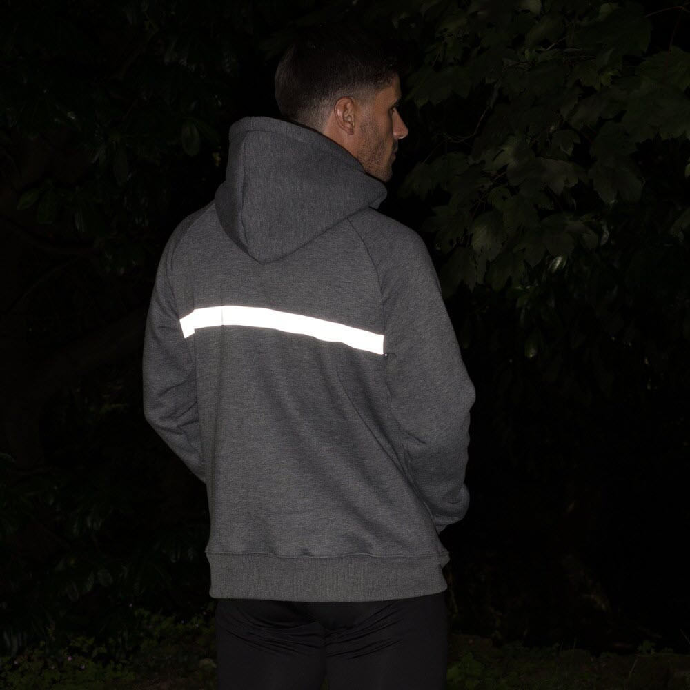 Mens Proviz REFLECT360 hoodie with reflective details. Super soft and breathable with drawstring hood