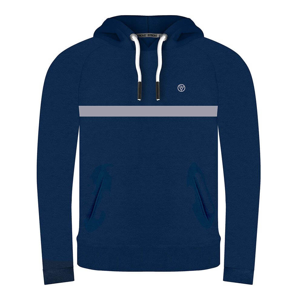 Mens Proviz REFLECT360 hoodie with reflective details. Super soft and breathable with drawstring hood