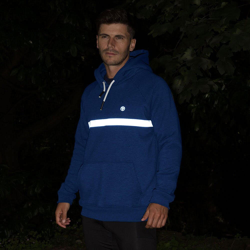 Mens Proviz REFLECT360 hoodie with reflective details. Super soft and breathable with drawstring hood