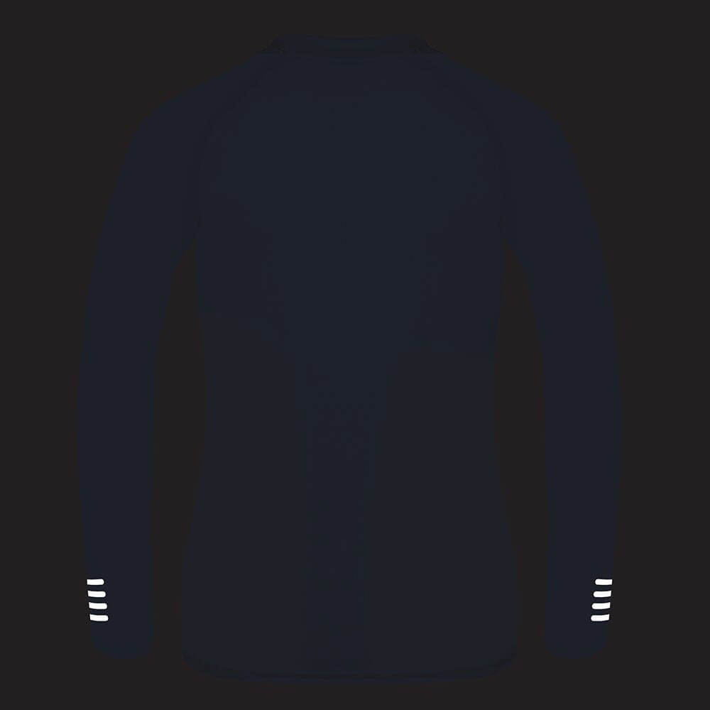 Proviz Womens Long Sleeve Running Top - Defy The Darkeness Dark blue with reflective details and comfort anti chafe collar
