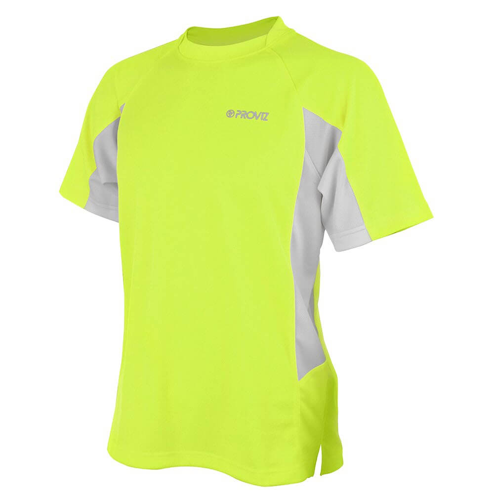 Mens Proviz classic hi visibility active running short sleeve moisture wicking breathable top