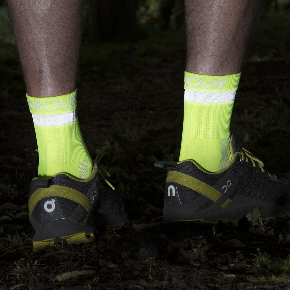 Proviz Classic Airfoot Running Socks short length reflective banding - Yellow