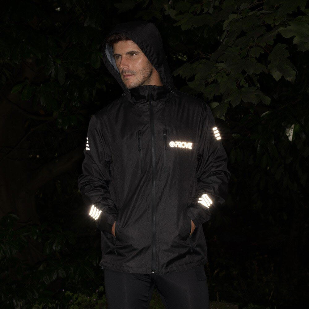 Proviz classic waterproof jacket black with reflective details zipper pockets