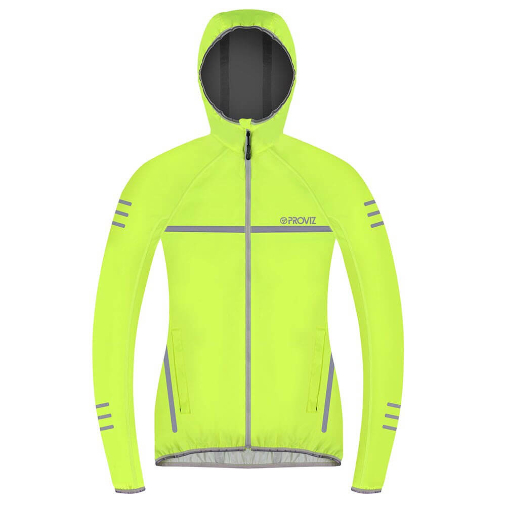 Proviz classic womens waterproof reflective and high visibility running jacket. Seam-sealed and breathability