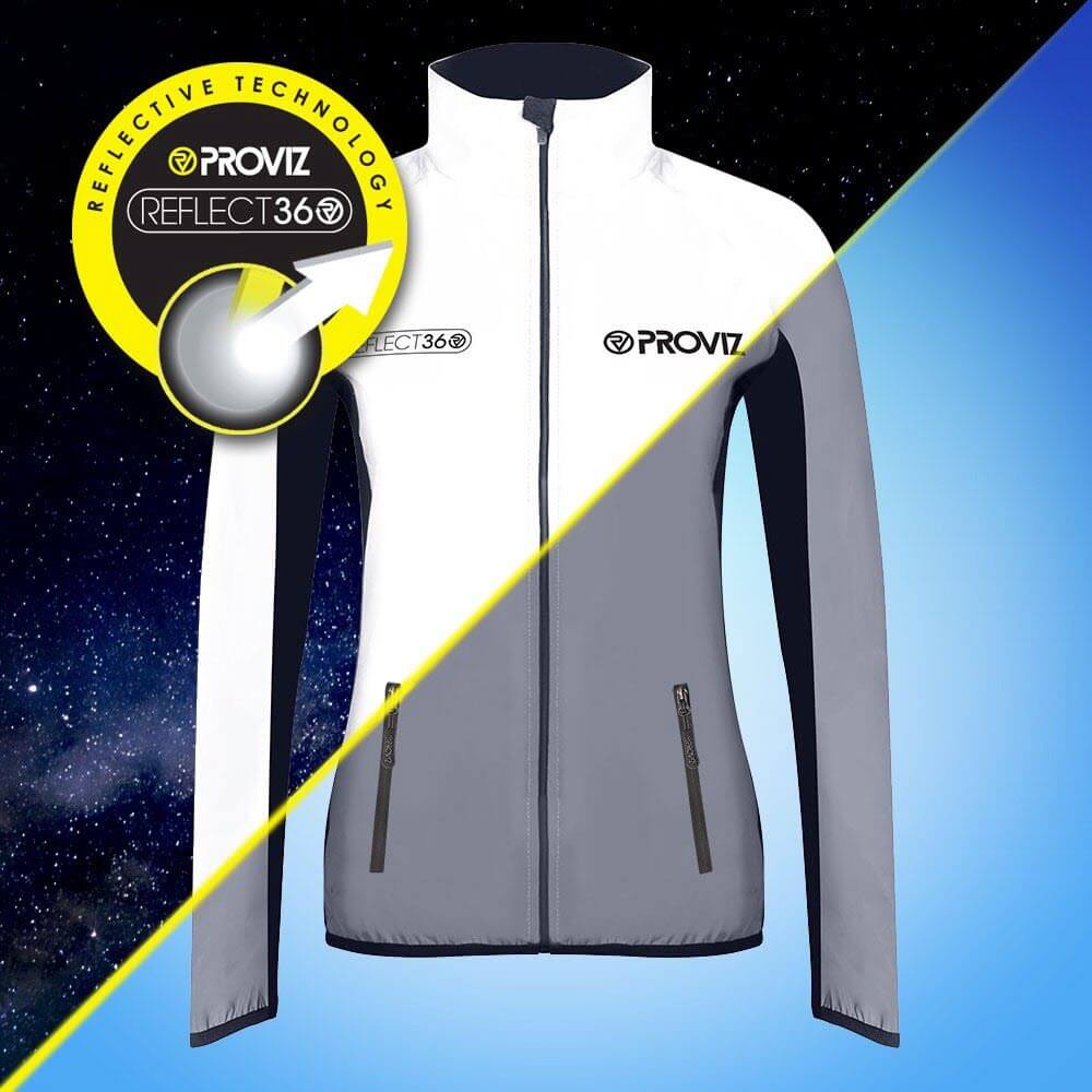 Proviz REFLECT360 Womens windproof and water resistant breathable fully reflective running jacket