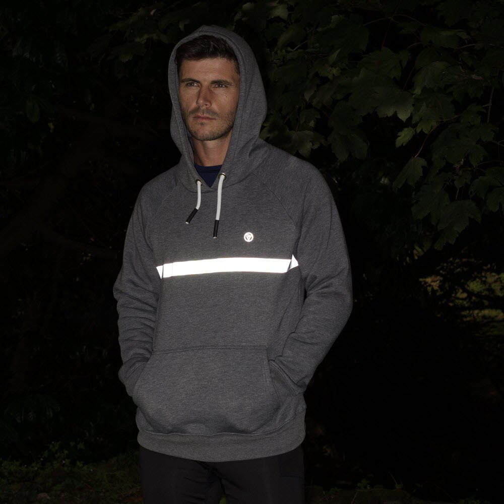 Mens Proviz REFLECT360 hoodie with reflective details. Super soft and breathable with drawstring hood